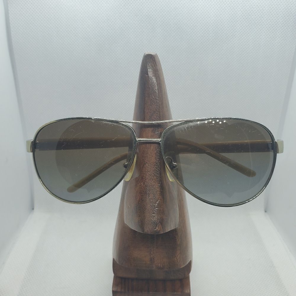 Ralph Lauren Polarized Silver & Tan Aviator Sunglasses